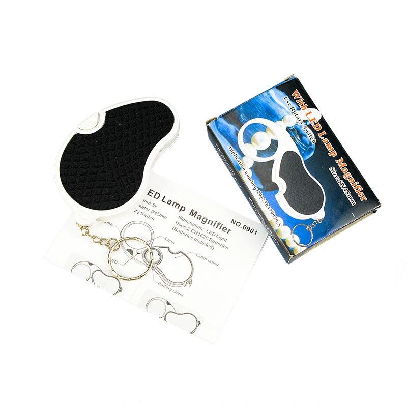 Rotatable Keychain Folding Pocket Portable Key Chain Magnifying Glass Jewelry Loupe Magnifier