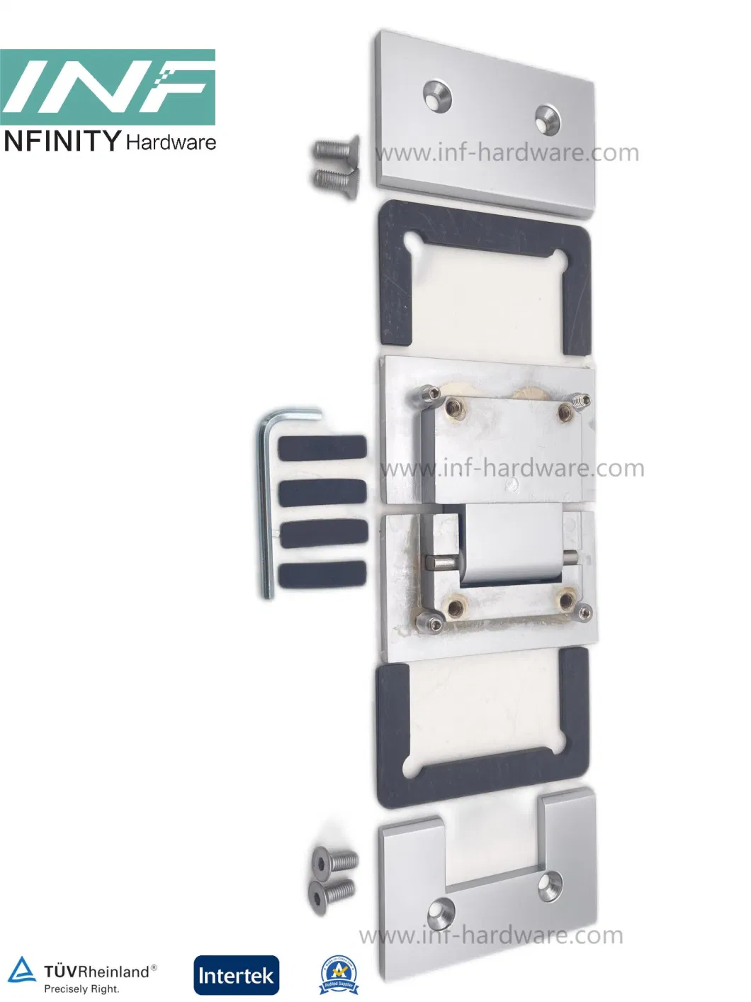 Glass Fitting Heavy Duty Straight Corner Glass to Glass 180&deg; Door Shower Hinge with 85 Reversible Pivot Pin and off-Angle Adjustable Pivot Pin Are