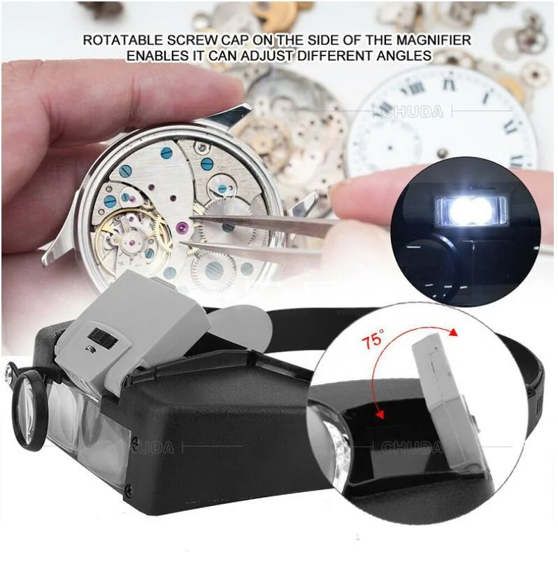Head-Mounted Type Repair Magnifier with LED, 3 Lens 81007-A2