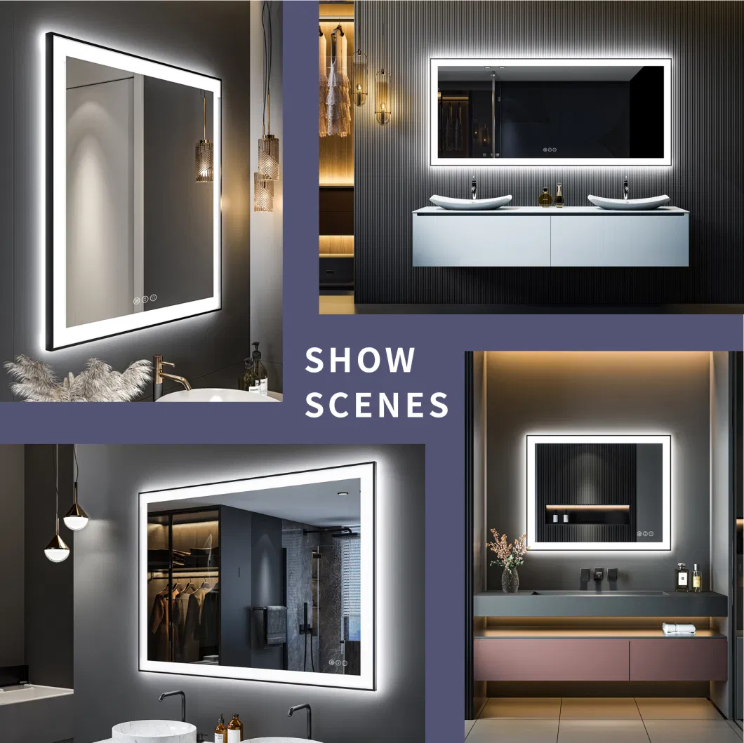 Silver Wall Full Bluetooth Smart Decorative Mirror Make up Touch Screen Smart LED Bathroom Mirror