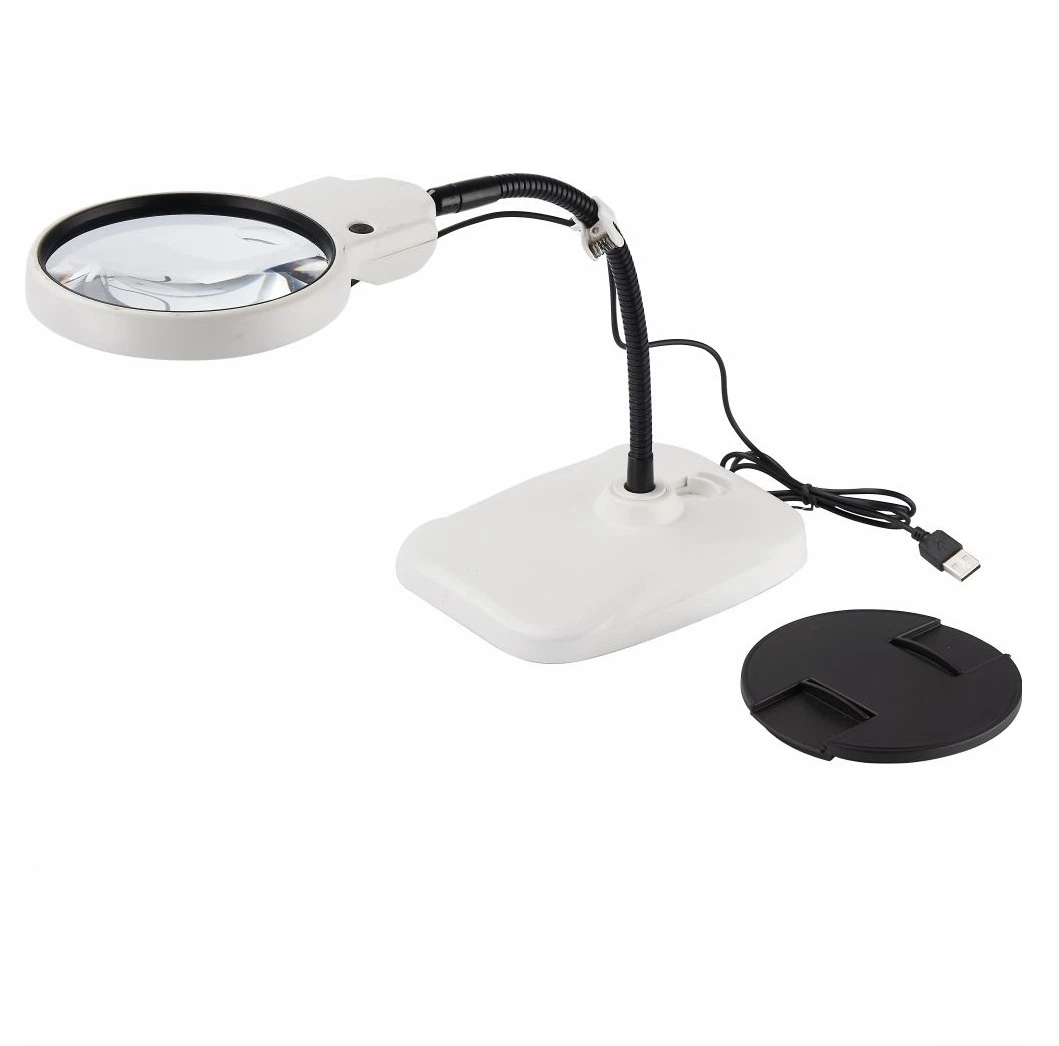 2.5X 6X Big Lens LED Table Magnifier Desktop Magnifying Glass with USB Cable