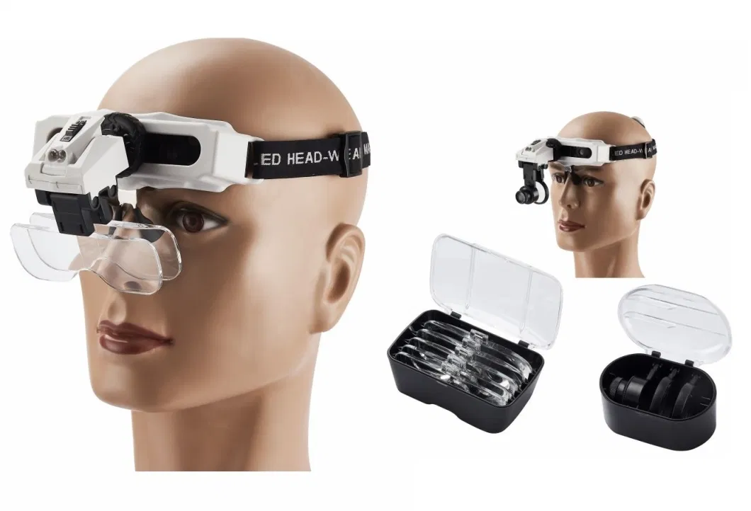 Hands Free Head Mount 2LED Head Wearing Eyeglass Magnifer for Watch Repair