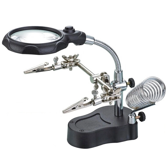 3rd Helping Hand Clip LED Magnifying Soldering Iron Stand Len Magnifier