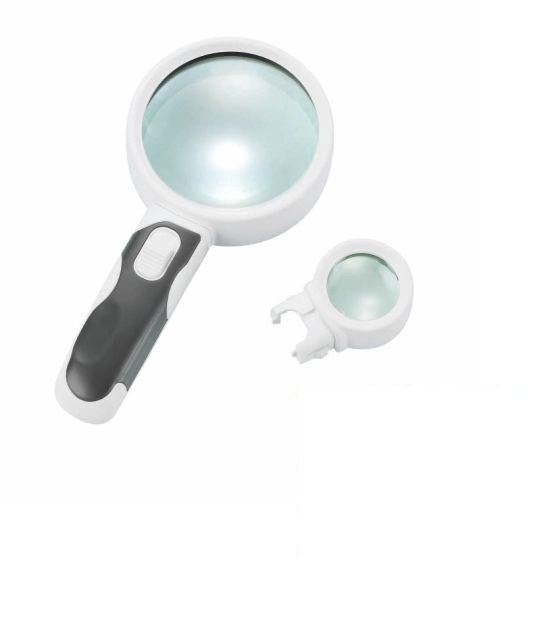 Interchangeable 2.5X/16X Handheld Magnifier 2 LED Magnifying Glass (BM-BG2009)