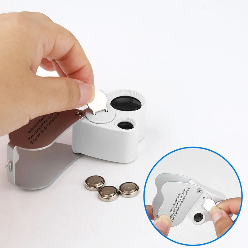 Folding Portable Magnifying Glass with LED UV Light Jewelers Loupe Magnifier