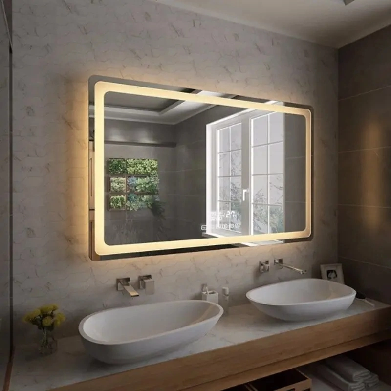 New Design Bathroom Fog Less Smart LED Mirror Touch Screen Waterproof LED Vanity Makeup Mirror for Hotel