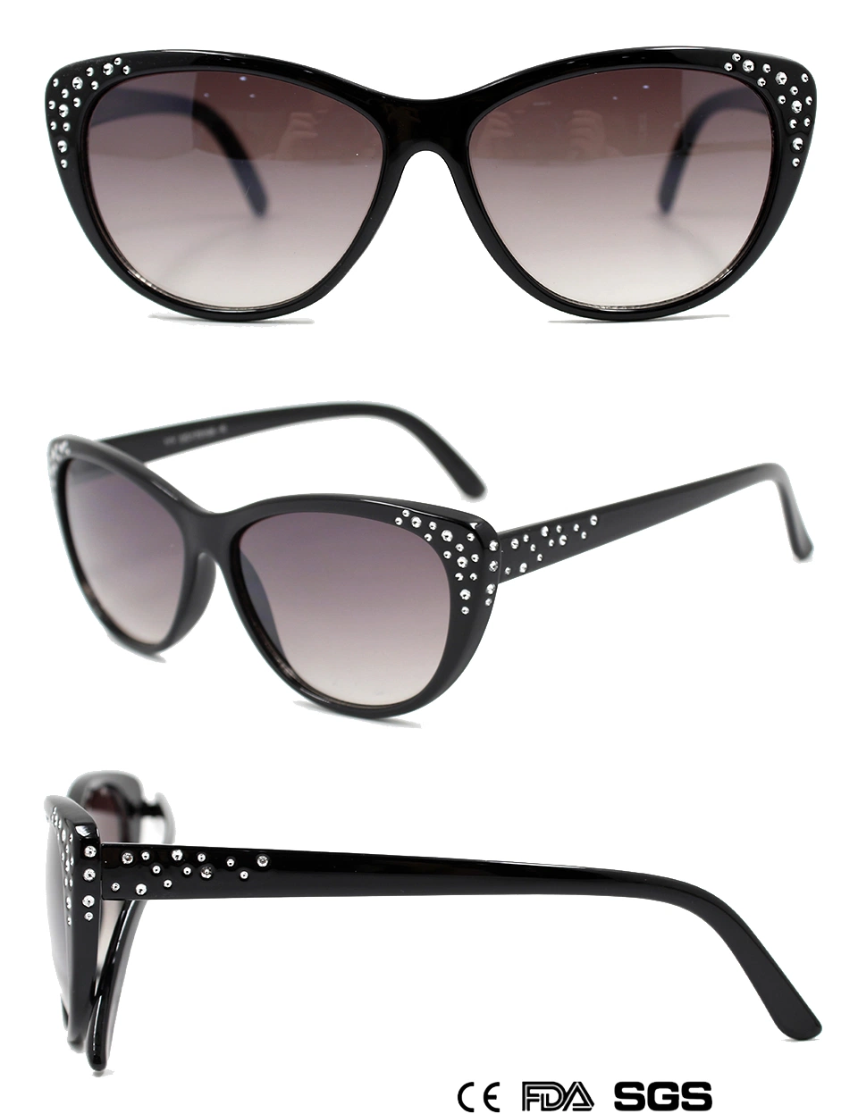Diamond-Encrusted Lady&prime;s Cat-Eye Sunglasses (M11115)