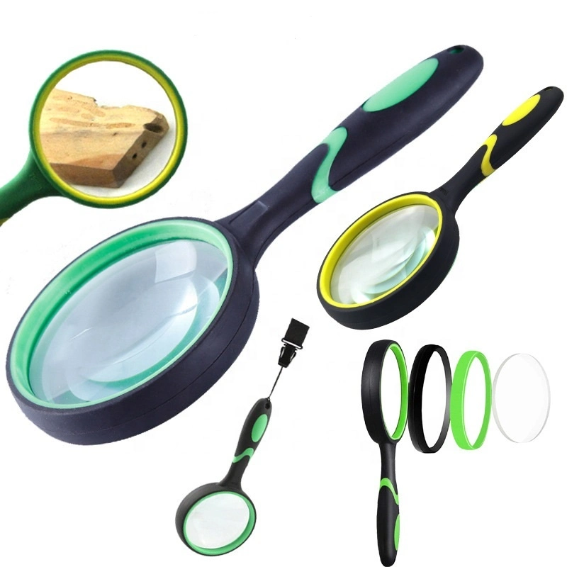 75mm Anti-Skid 10 Times Rubber Reading Magnifying Glass for Supermarket
