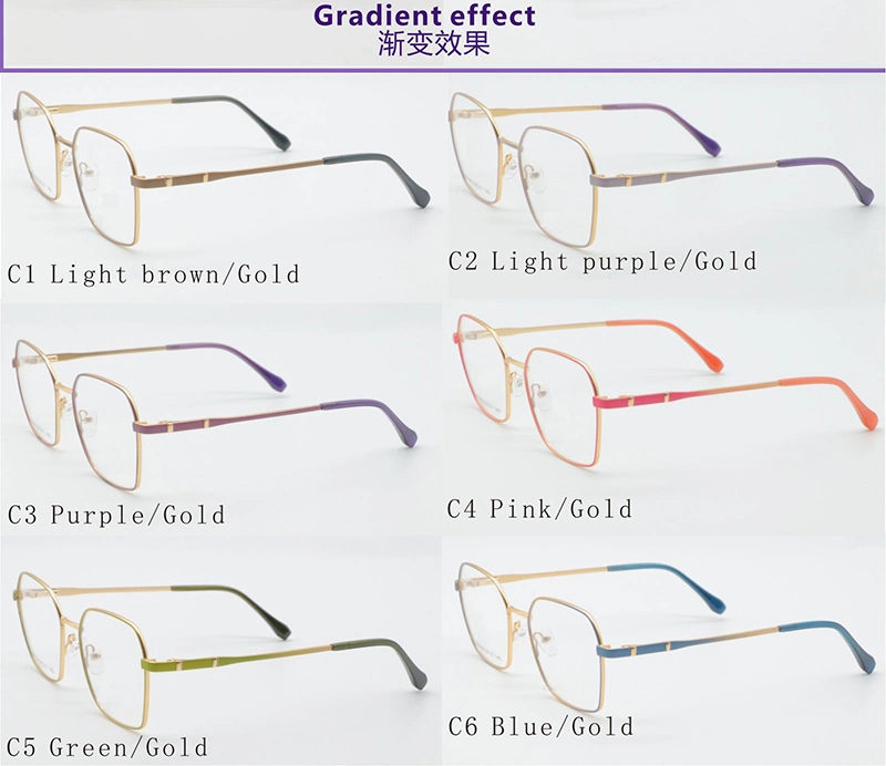 Wholesale Photochromic Eyewear for Men and Women Colorful Metal Frame Glasses