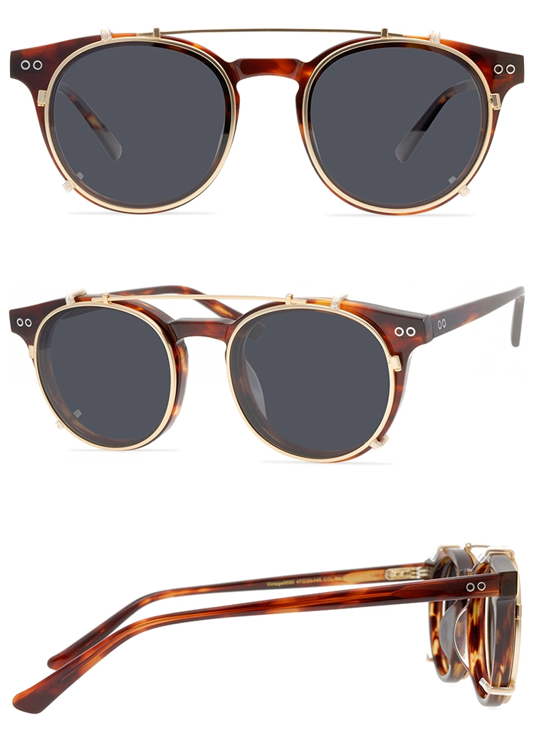 Clip on Sunglasses Polarized Lens Men Women Johnny Depp Glasses Luxury Brand Vintage Milan Acetate Glasses Frame Top Quality