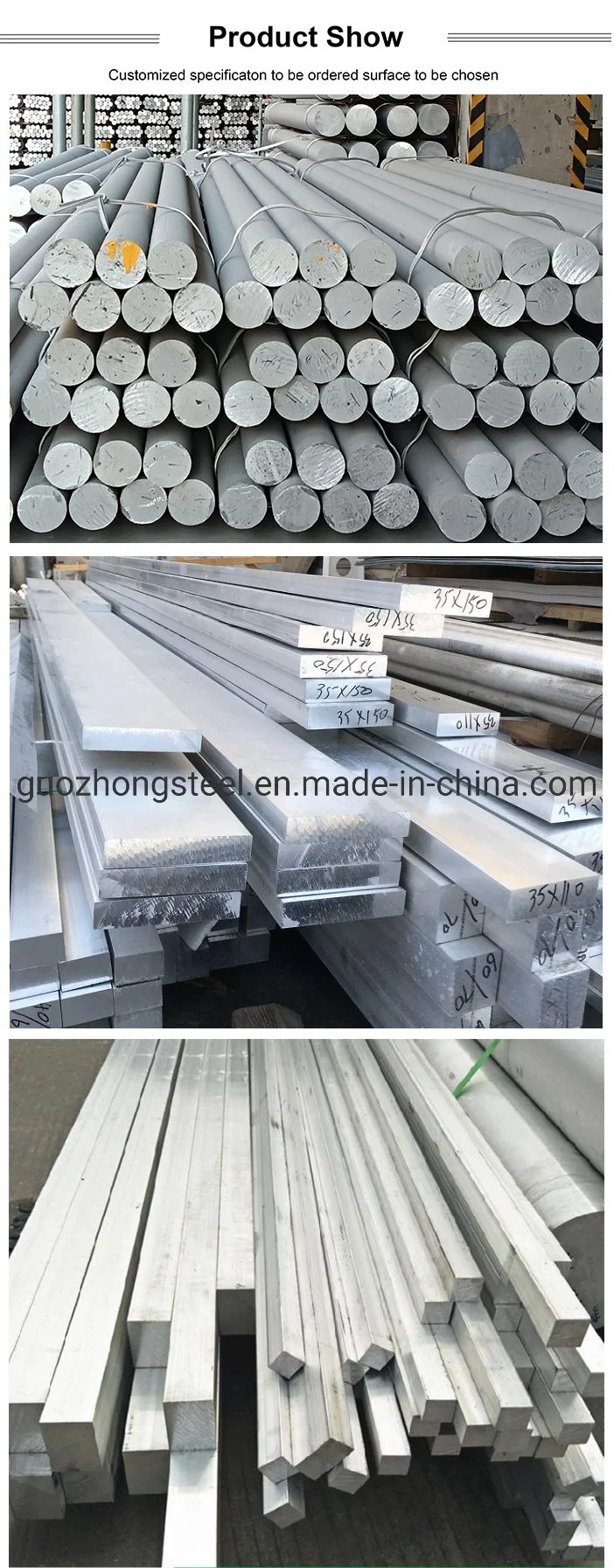 High Quality Aluminum Billet/Ingot 6063/6061 Alloy Rod Aluminum Round Bar in Stock