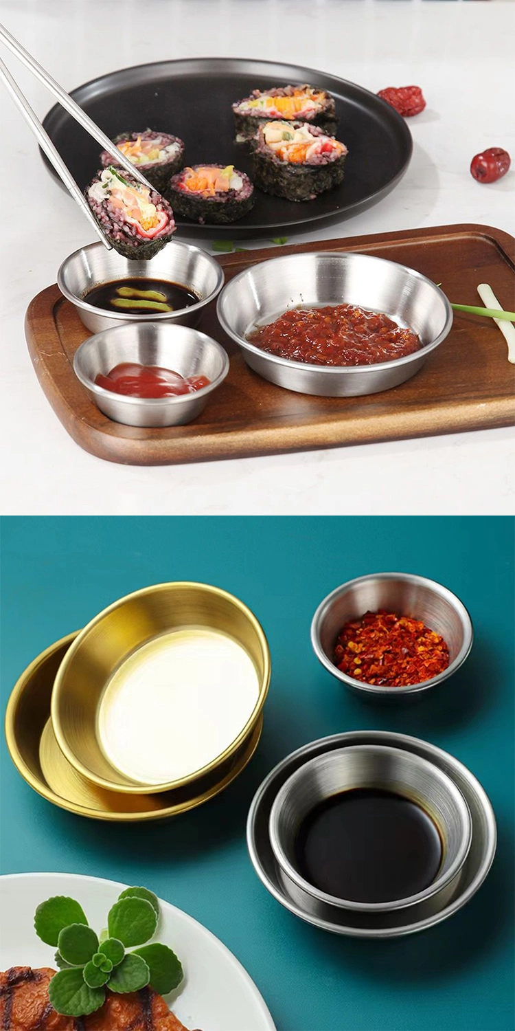 Stainless Steel Seasoning Sauce Dish Sauce Trays Round Serving Seasoning Plate