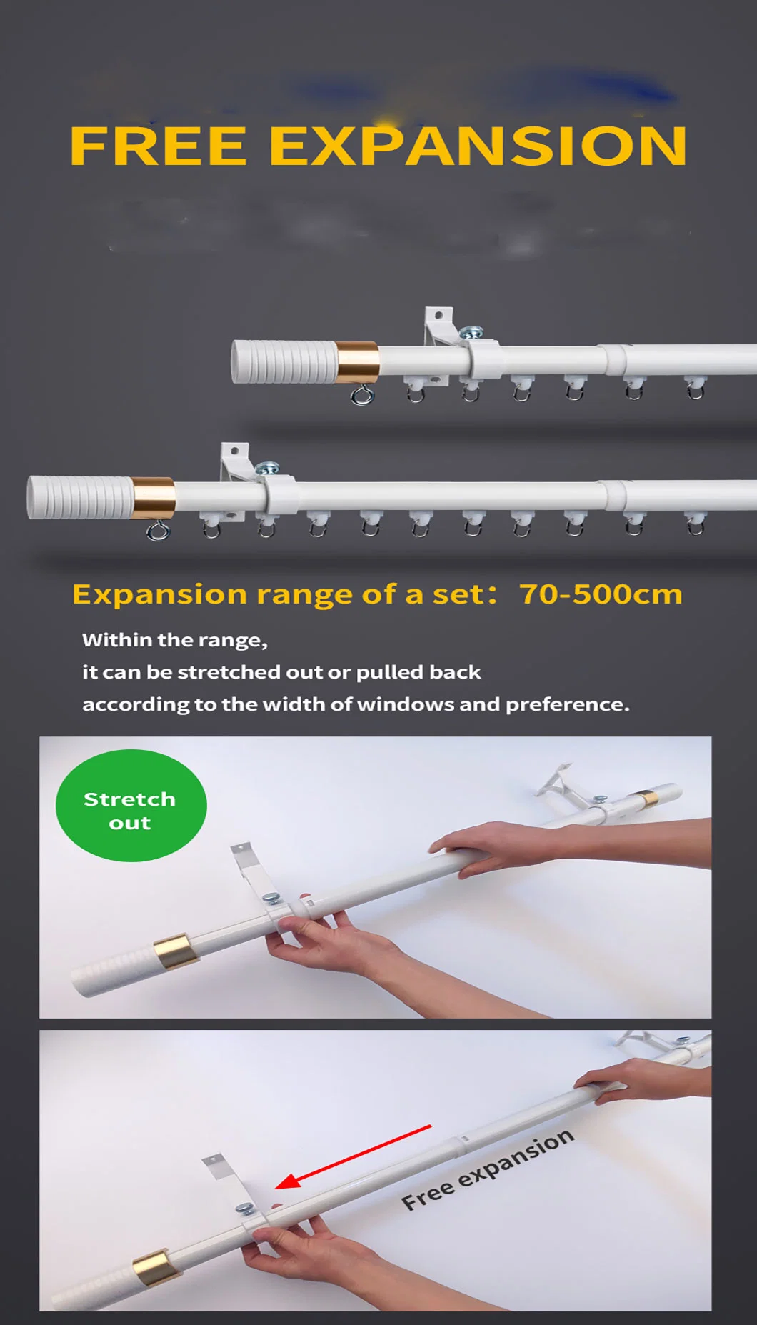 Popular Window Curtain Poles Profile Aluminum Metal Bracket Curtain Tracks Rome Rod