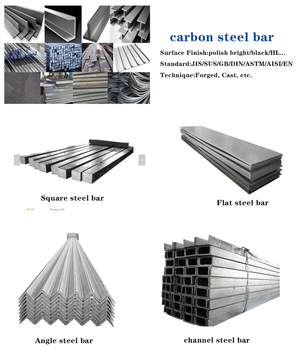 Hot Rolled Carbon Steel Square Bars Cold Drawn Half Round Steel Bar