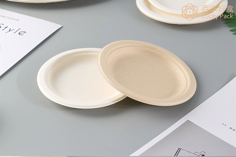 9 Inch Biodegradable Compostable Tableware Disposable Sugarcane Bagasse Paper Round Plate