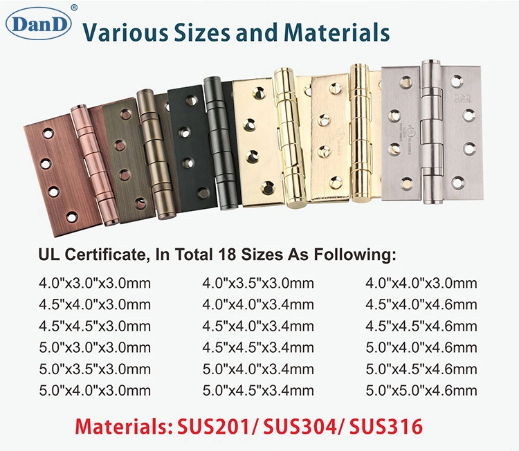 5 Inch Ss201 Mortise UL Ball Bearing Residential Wood Door Hinge