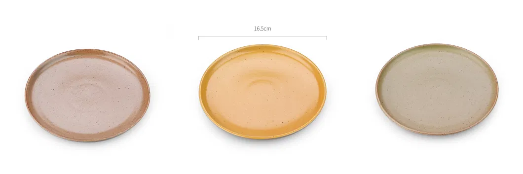 8 Inch 6 Inch Pottery Round Speckled Pasta Dessert Flat Plate for Wedding Party Dining Room