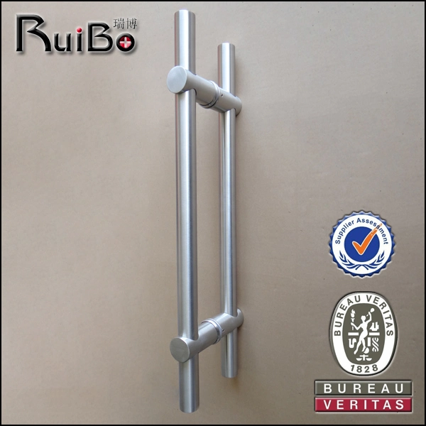 H Type Stainless Steel Round Tube Mirror Glass Door Handle