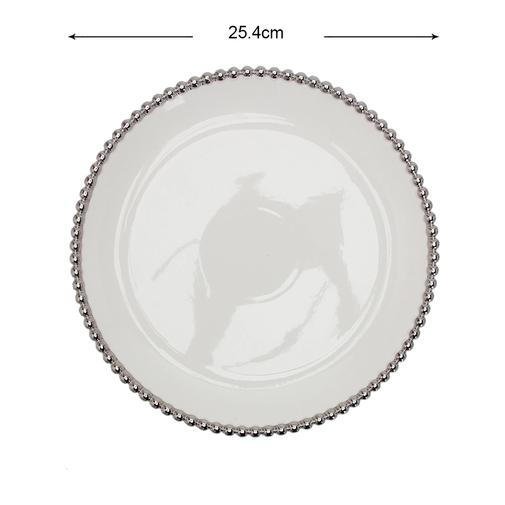 RP001g RP001g China Porcelain Dinner Plate Wholesale Silver Salad Plate Ceramic Gold Round Plate