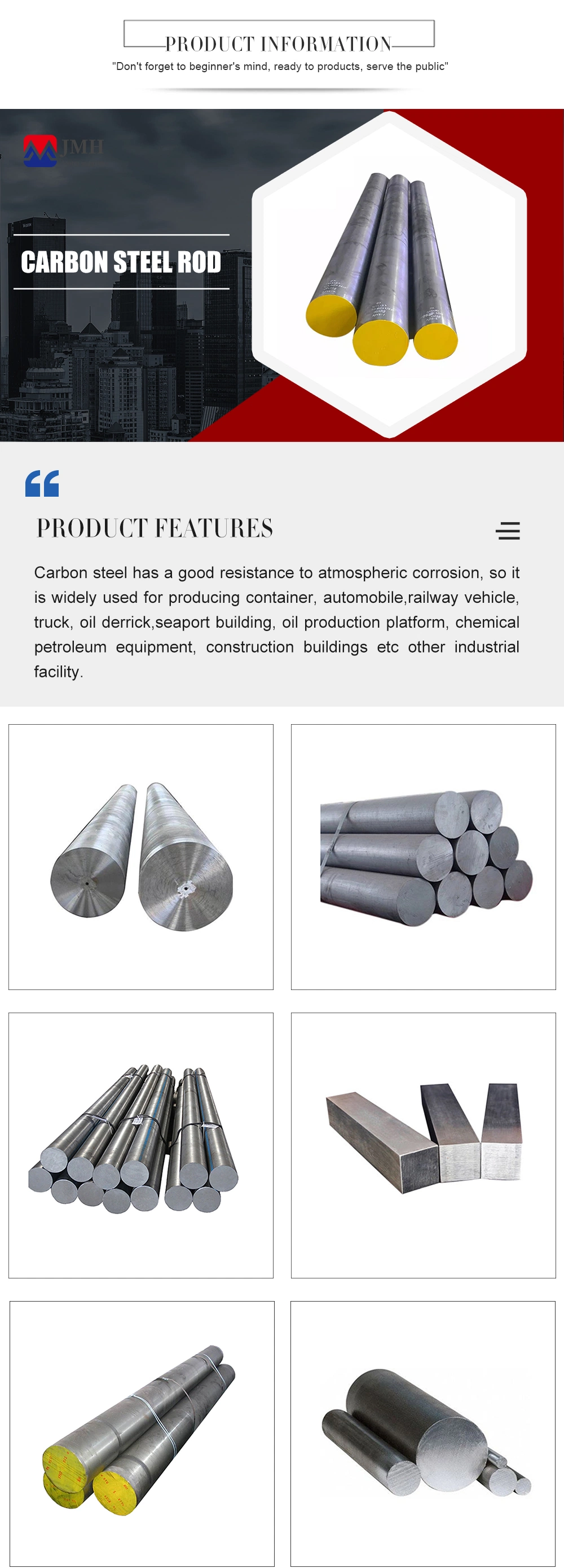 Q195 Q235 Q295 Q275 Carbon Steel Mild Steel Round Bar Made in China
