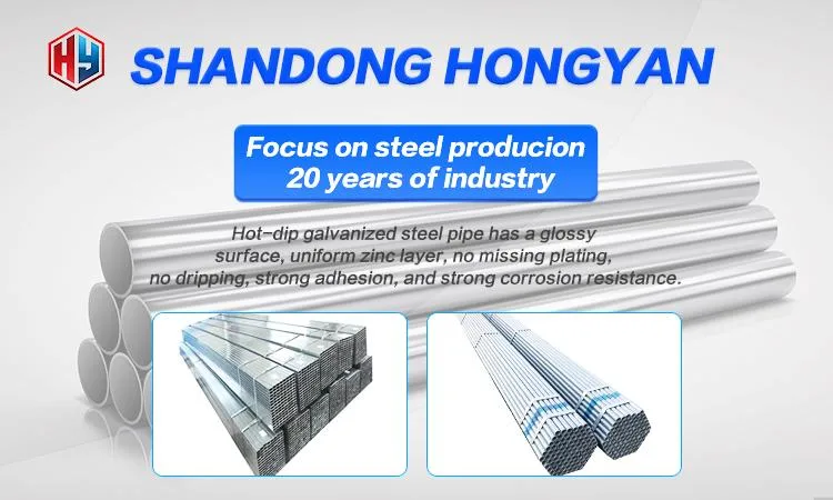 China Factory Gi Round Pipe ASTM A53 Sch 40 Hot Dipped 40X60 4 X 4 Inch Pre Galvanized Square 0.65 Rectangular Steel Pipe 1X1 Square Steel Tubing