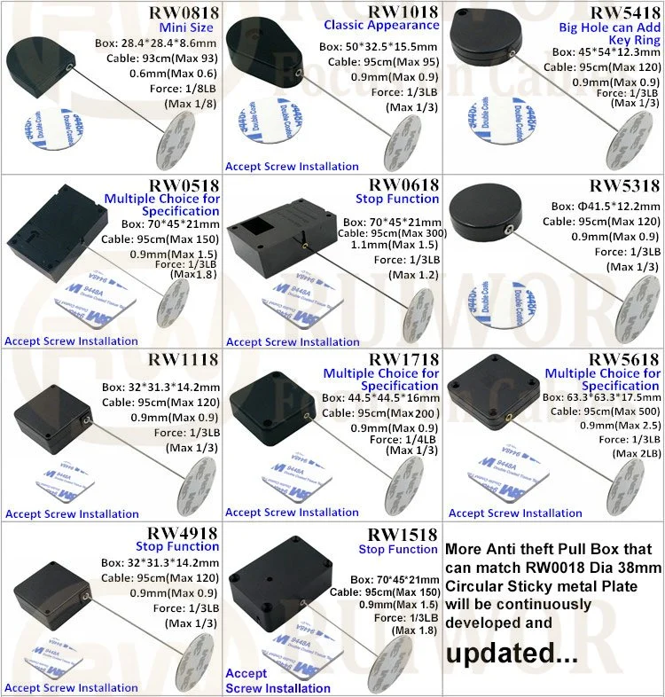 RW1118 Square Retail Security Tether Plus Dia 38mm Circular Sticky Metal Plate Used in Security Solutions