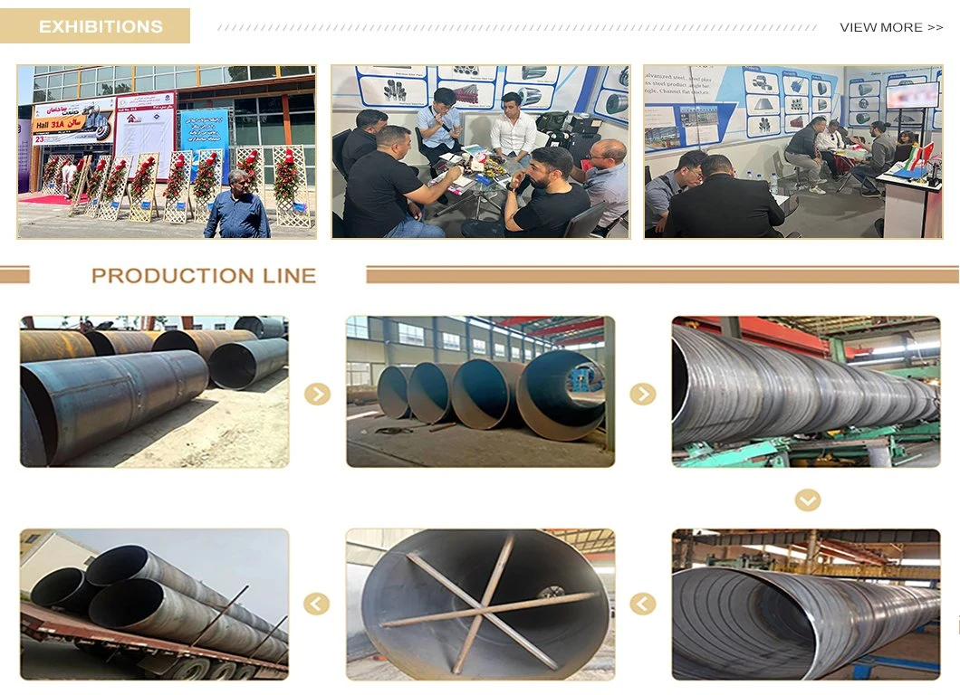 ASTM A106 A36 A53 Spiral Welded Black Mild Carbon Steel Tube Round Rectangle SSAW Sawl API 5L CS ERW Welded Steel Pipe