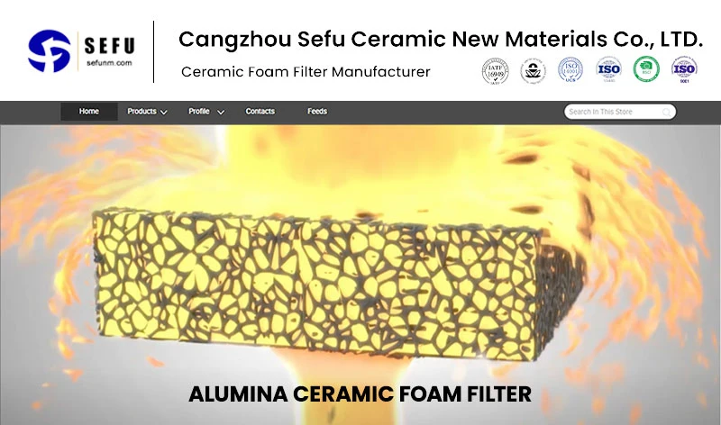 Sefu Molten Metal Filters China Synthetic Silicon Carbide Manufacturer Ceramic Foam Filter, Refoundry Ceramic Filter