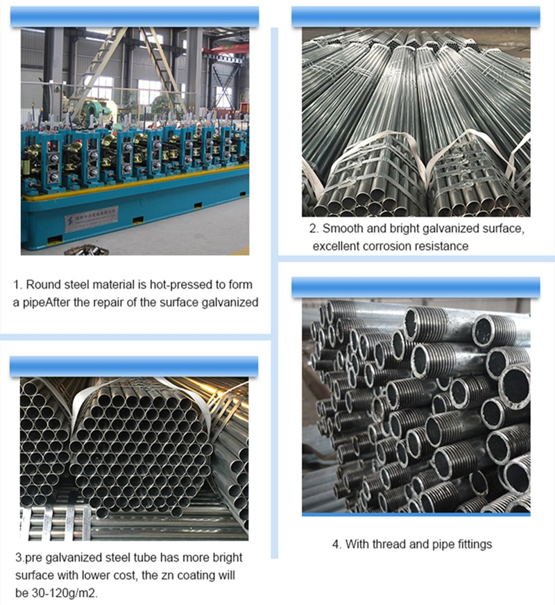 ASTM ERW Hollow Steel Pipe Gi Hot DIP Galvanized Steel Pipe Welded Steel Round Pipes