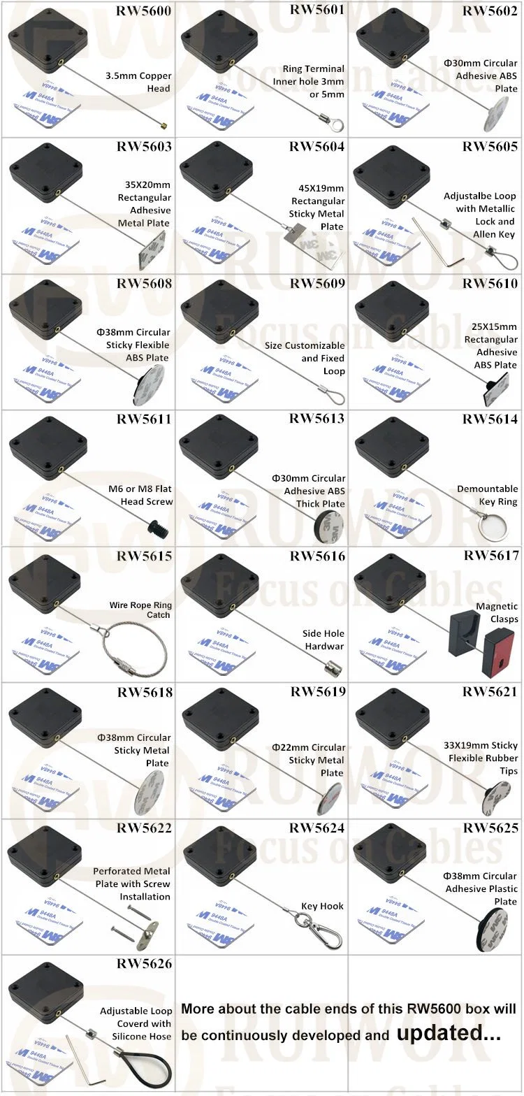 Square Retractable Display Cable Plus Dia 38mm Circular Sticky Metal Plate