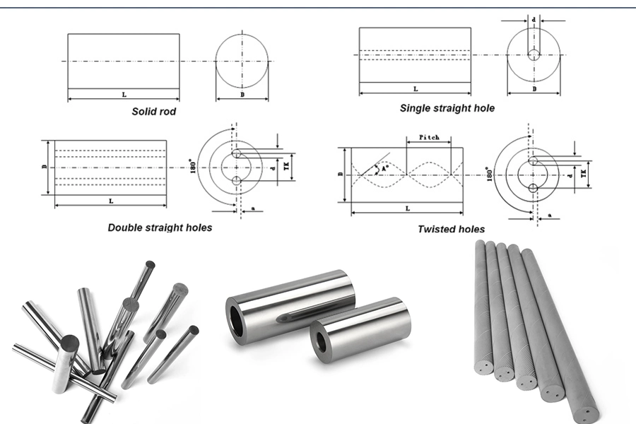 Metal Tool Parts Tungsten Carbide Blank Round Bars with Coolant Holes