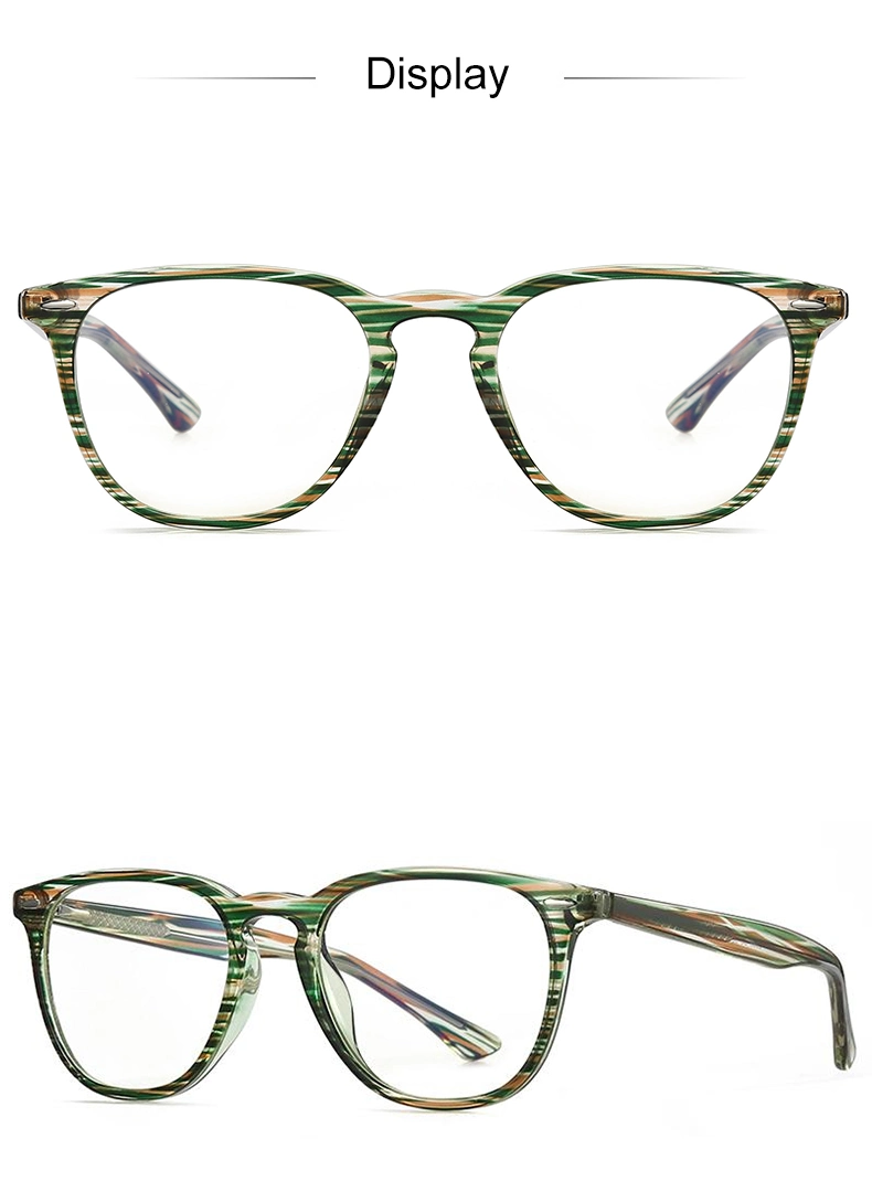 Round Shape Frame with Metal Printing Color Stock Tr90 Women Optical Frames