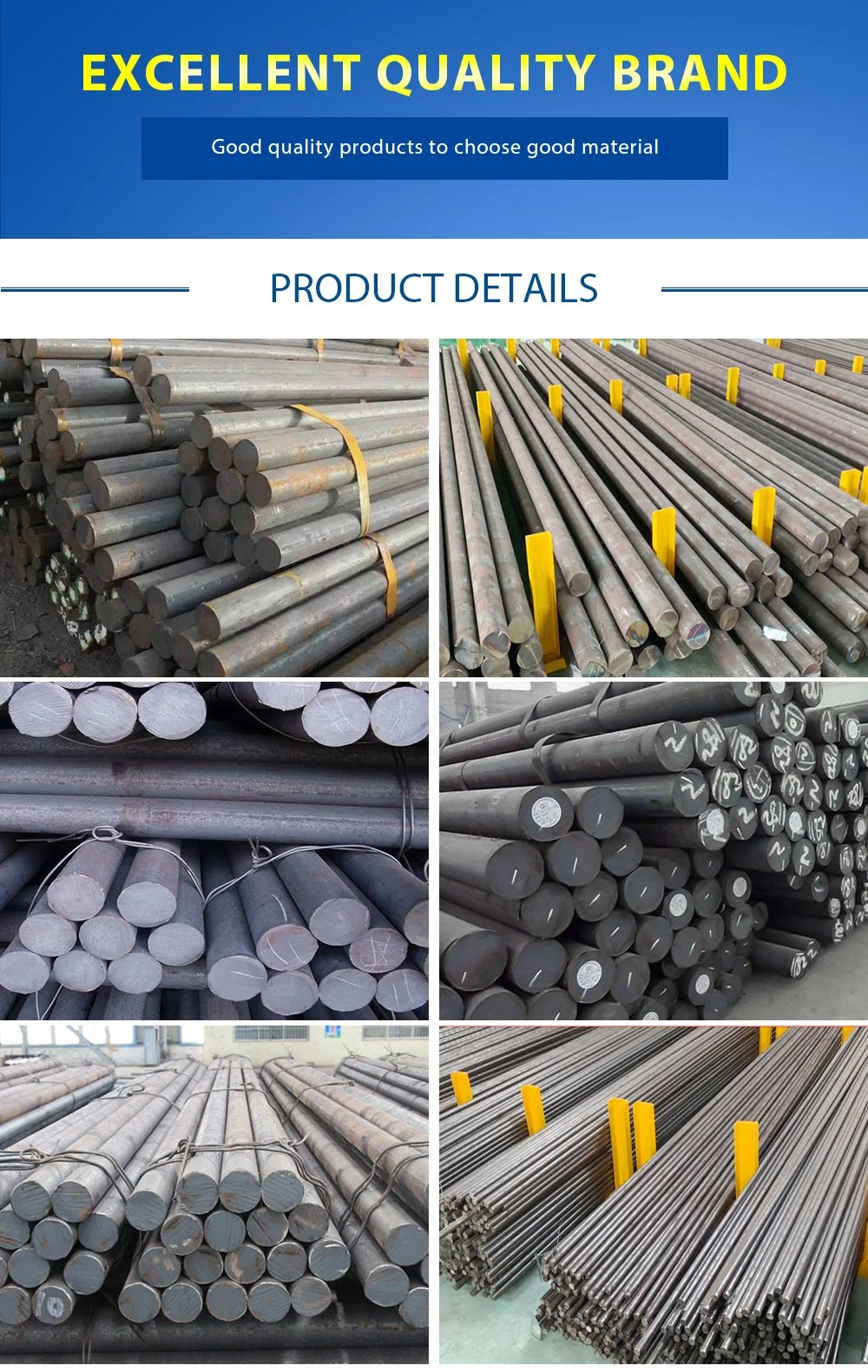 AISI 1020 1045 1055 1084 4140 C45 A36 Mild Hot Rolled Carbon Steel Round Bar Steel Bar with Good Quality