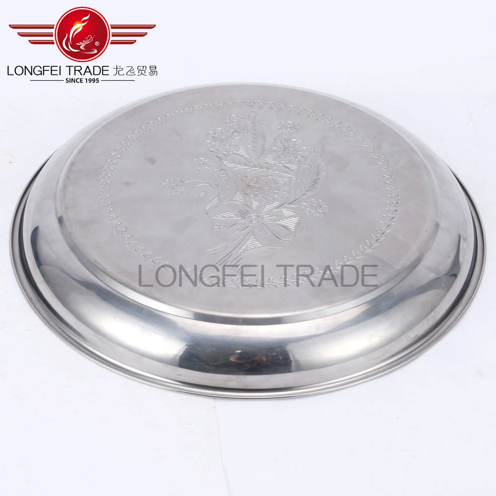 12/14/20 Inches Thai Style Flower Stainless Steel Round Plate