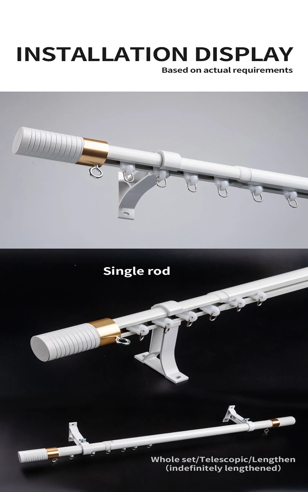 Popular Window Curtain Poles Profile Aluminum Metal Bracket Curtain Tracks Rome Rod