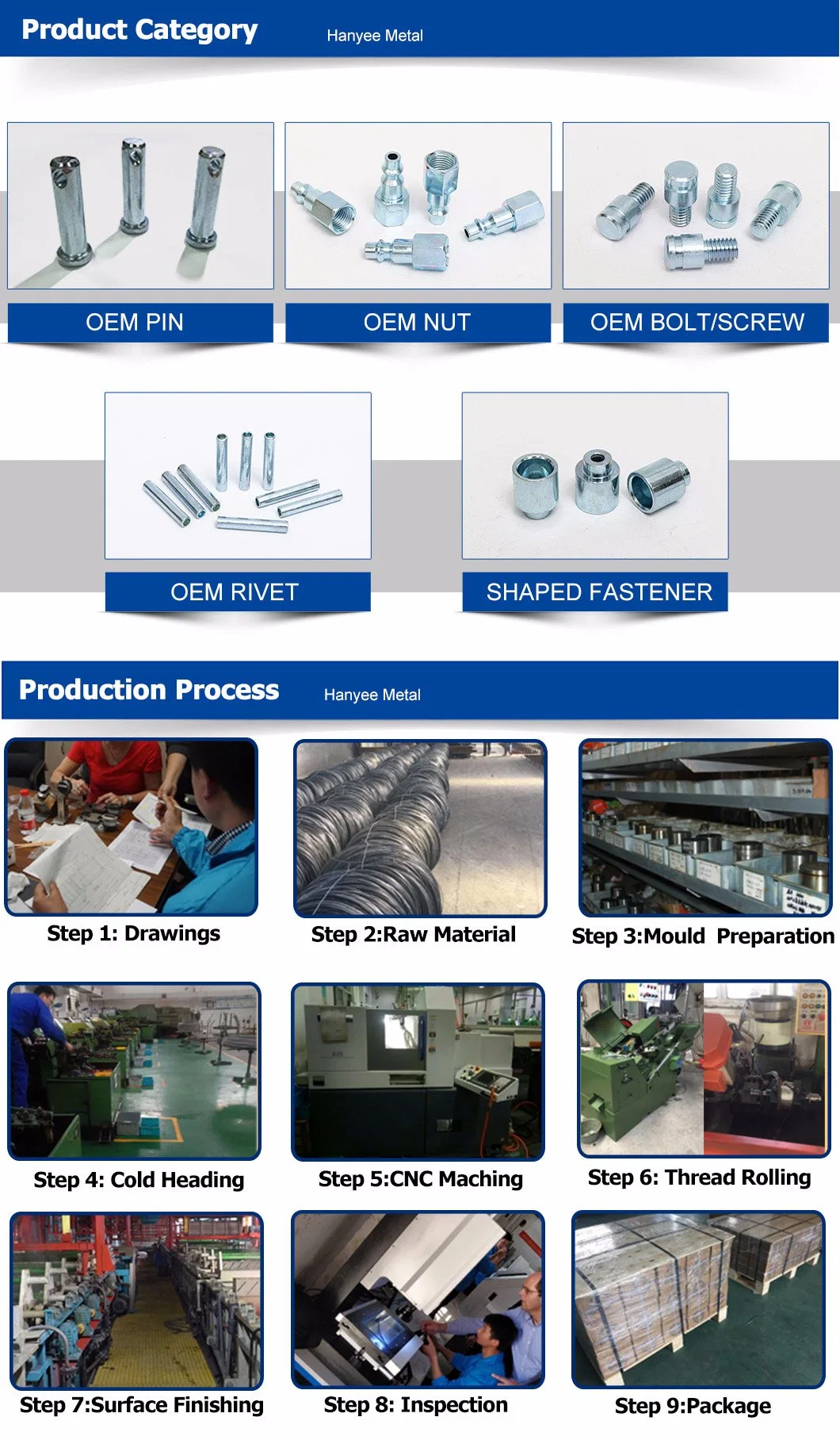 Qualified OEM Fasteners Cold-Heading Shaped Fasteners