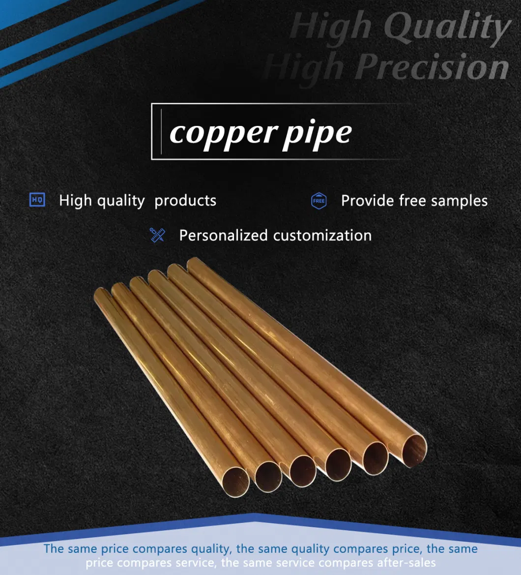 High Quality Air Condition Copper Round Pipe 1/4 +1/2 Inch Custom Length Copper Roll Pipe