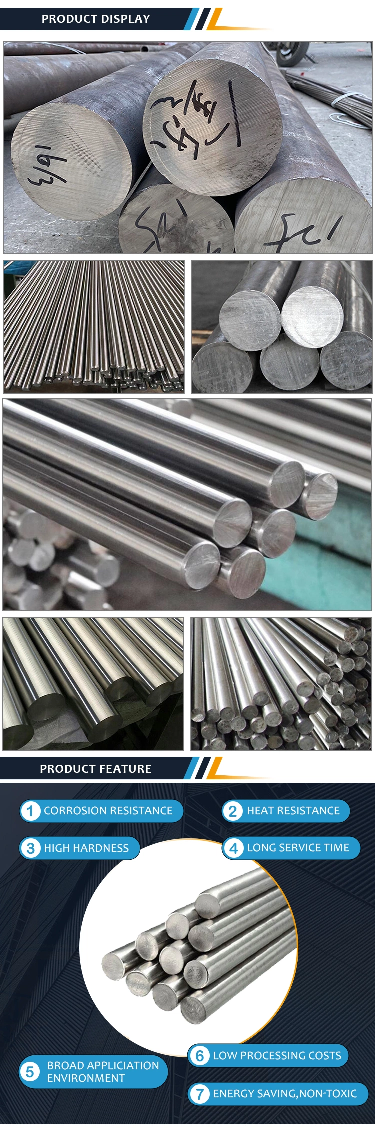 Hot Rolled Deformed Round Steel Bar 30mm AISI 304 Stainless Steel Solid Bar