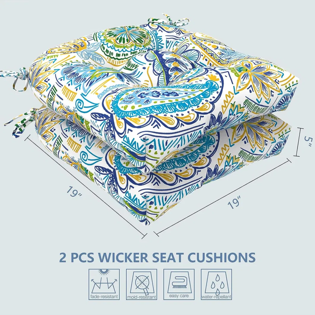 19X19X5 Inch Outdoor U-Shaped Wicker Seat Cushion, Decorative Tufted Chair Pads Round Back Seat Cushion for Patio Garden Home Office Furniture