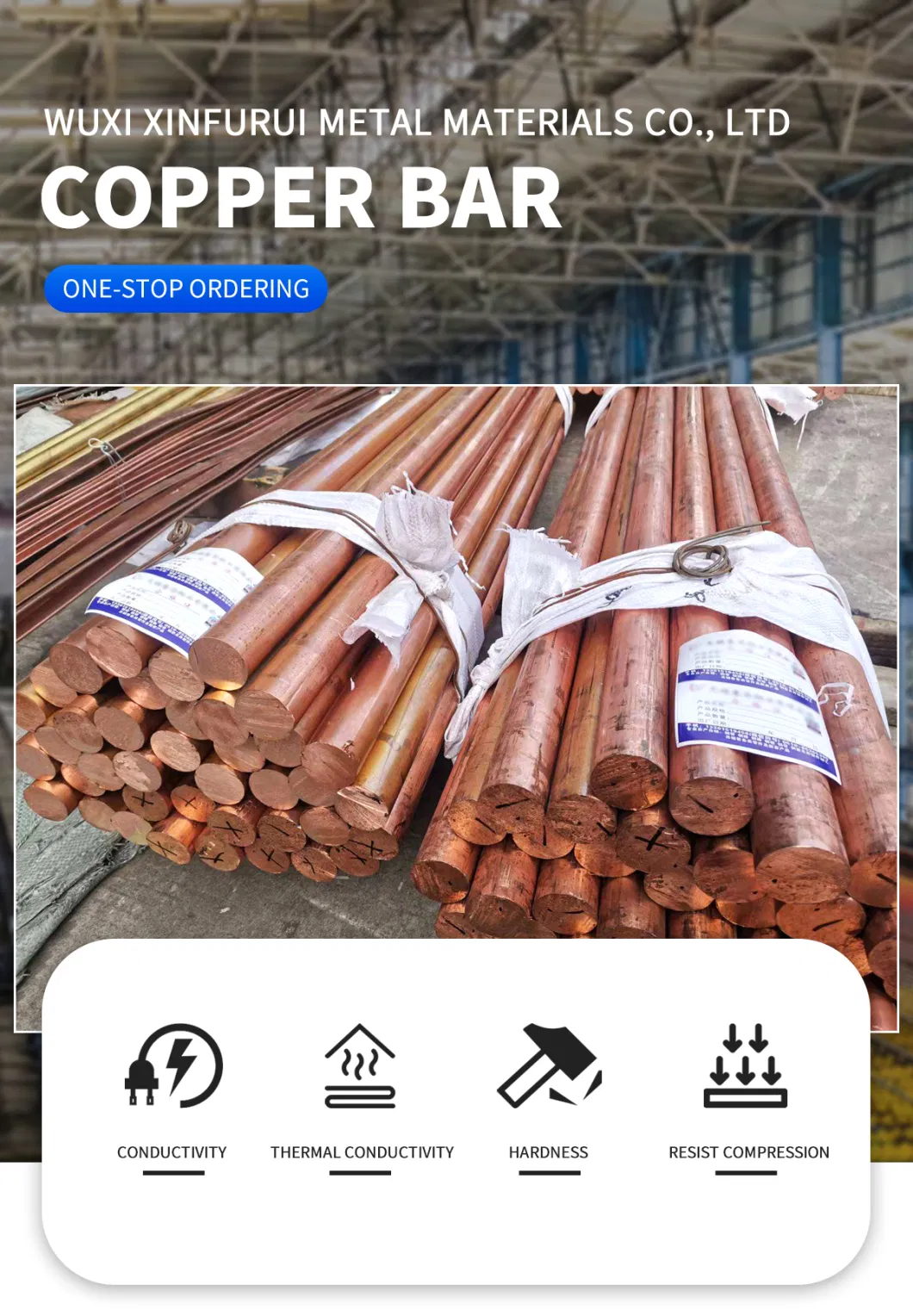 C11000 C101 Dia 2-90mm Round Rod Copper Bar Hard Half-Hard 99.9% Pure Copper Red Copper on Sale