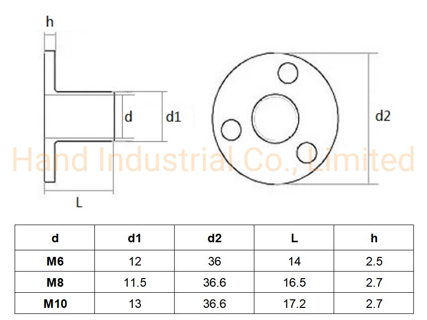 Steel M6 M8 M10 Three Holes Round Base Weld T-Nut