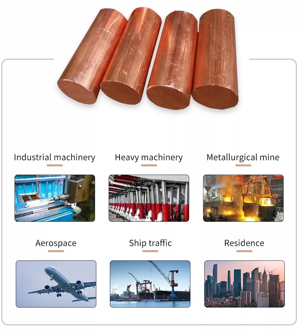 High Quality C11000 C12200 C11000 C12000 C101 H62 H59 Dia 2-90mm Hard Half-Hard 99.9% Pure Round Rod Copper Bar