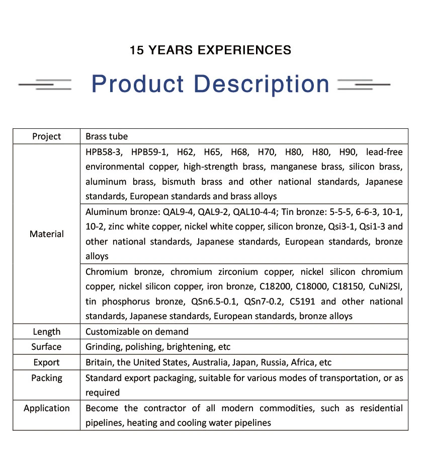 Alloy Brass Tubing with Different Thickness Brass Tubing Custom Cut