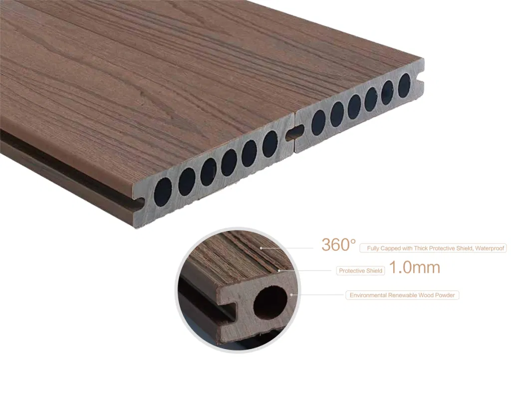 Commercial Wood Plastic Composite WPC Board Flooring Decking Round Hole