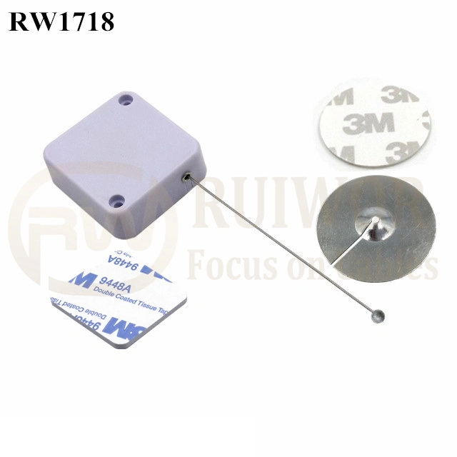 Square Retractable Steel Cable Plus Dia 38mm Circular Sticky Metal Plate