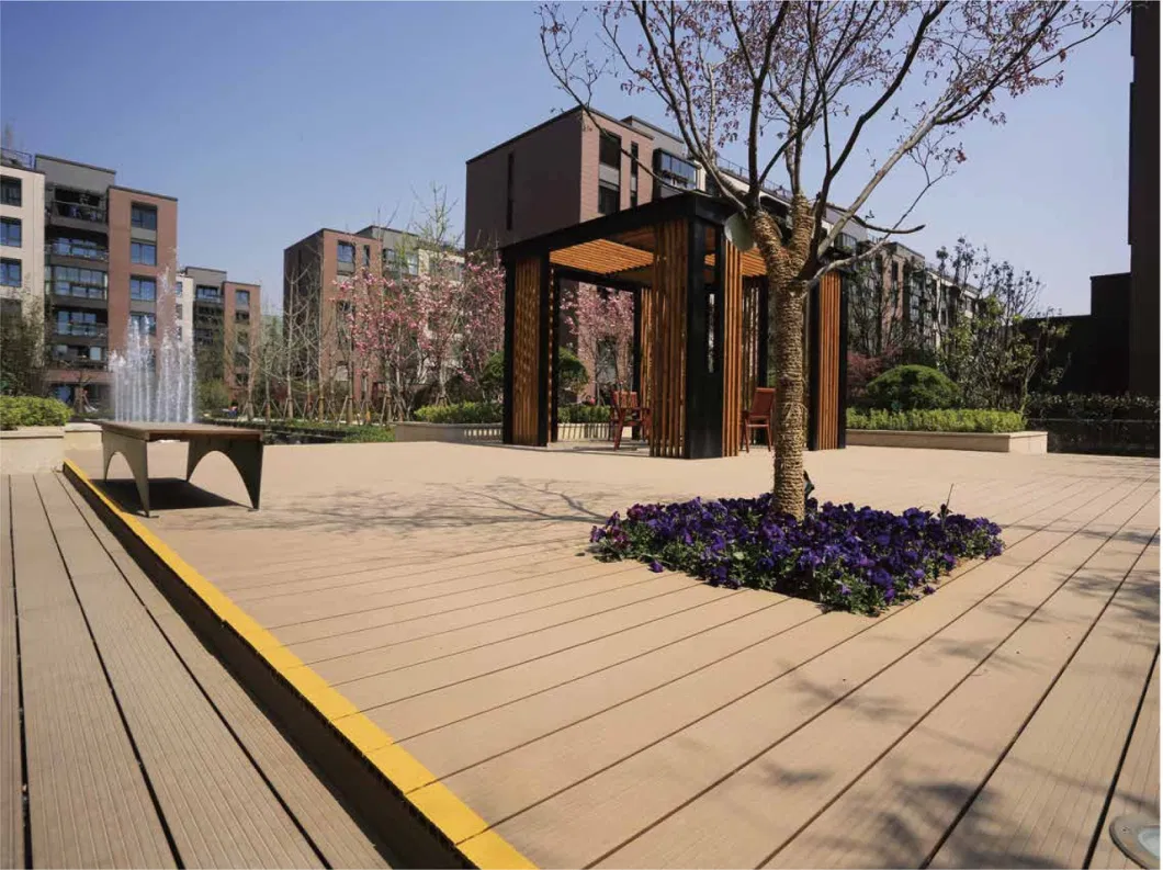 Commercial Wood Plastic Composite WPC Board Flooring Decking Round Hole