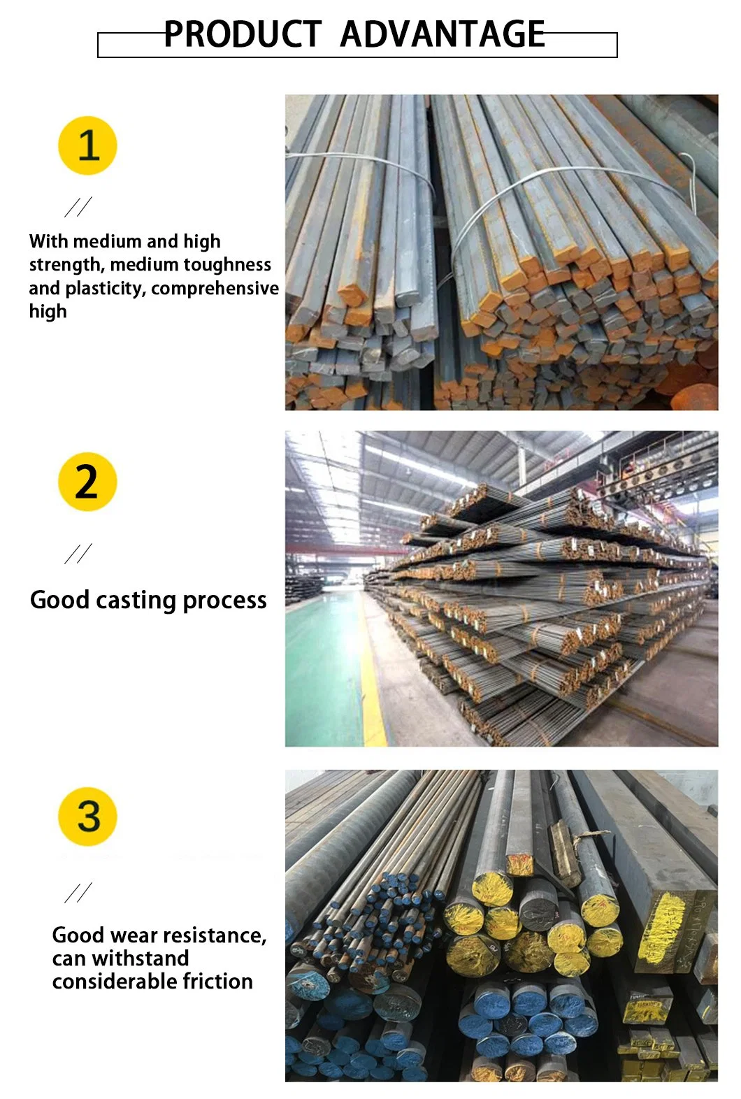 Qt500-7 Qt600-3 Spheroidal Cast Iron Round Steel Extrusion Pouring Square Steel Half-Round Bar Cutting