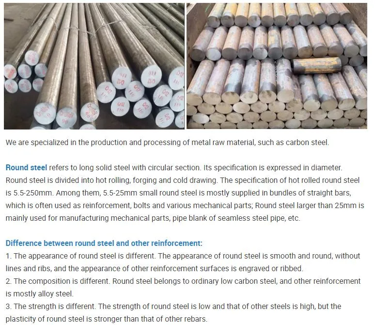 High-Strength Round Steel Bar S235 S355 1045 S35c S45c A36 Ss400 Alloy Mild Carbon Steel Round Bar