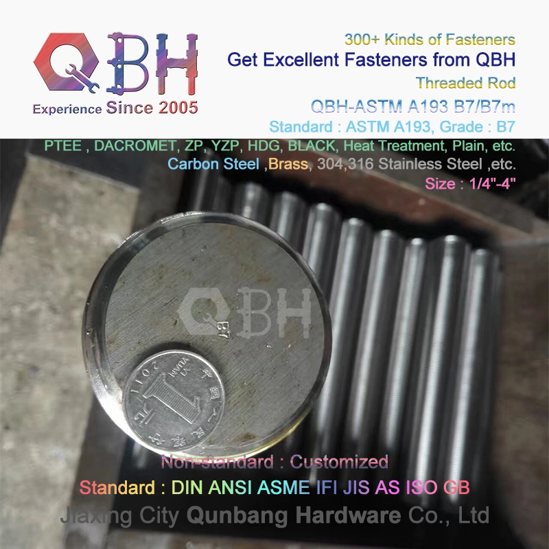 ASTM A193 B7/B7m Alloy Brass Carbon Stainless Steel HDG Half Fully Thread Threaded Rods