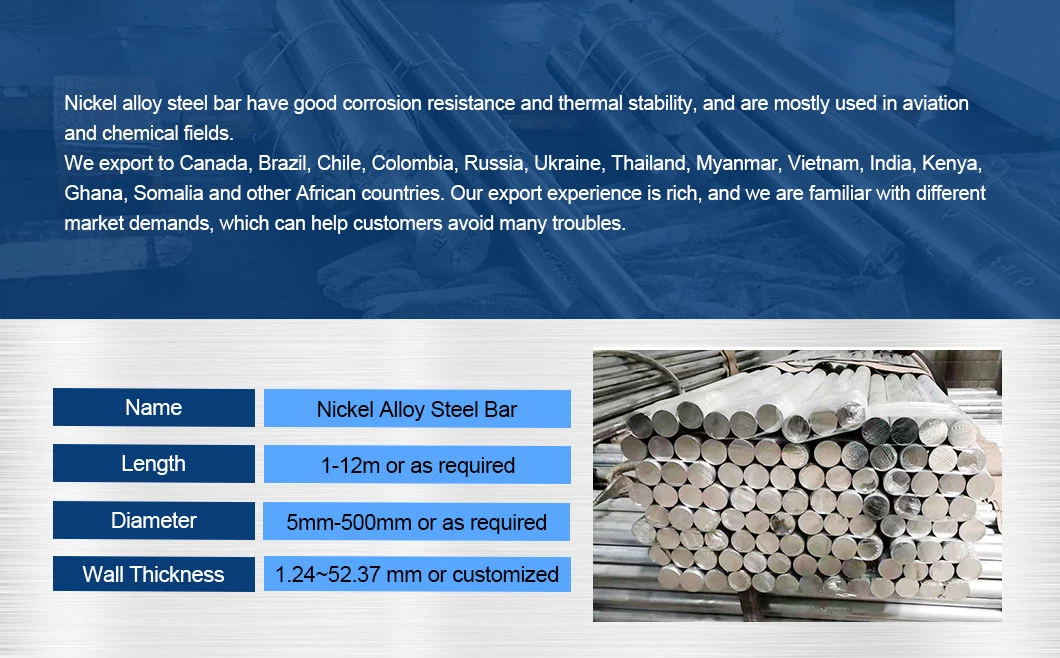 ASTM AISI Hasteloy X Round Bar/ Hasteloy C22 Nickel Alloy Steel Rod Bar with Building Material